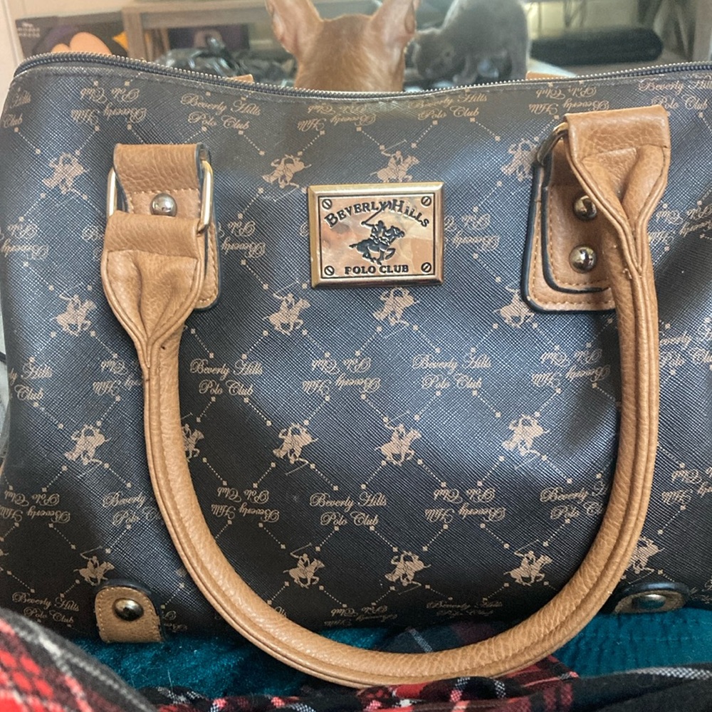 Beverly Hills Polo Club Black and Tan Handbag